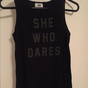 “She who dares” women’s muscle tank